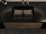 Plan vasque lavabo intégré au angle arrondi, sur mesure, Largeur 60 à 200 cm x Profondeur 40 à 60 cm, résine minérale ACRYSTONE® Finition lisse mate, Livraison Offerte et Rapide.